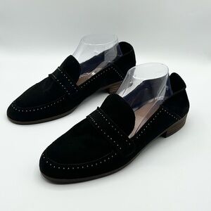 Lucky Brand Black Suede Studded Loafer Flat Slip On Women’s Size 10